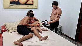 behind the scenes with skinny latina slut playing wife as escobar calls in jr doidera for rough double team