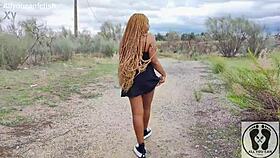 Ebony big ass tits out upskirt in sneakers