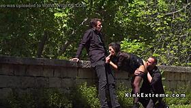 Watch Spanish hottie get gangbanged hard in public!