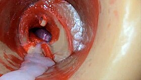 huge cock blasts deep creampie captured by internal pussy cam