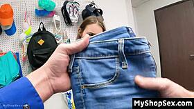 caught shoplifting teen now rides burglar cock doggystyle in office?