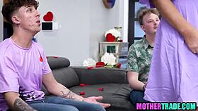 redhead milf screams valentine's FOURSOME lick pussy fuck me harder!