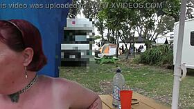 Trashy Kiwi Milf's Blatant Public Pussy Display Holiday Park