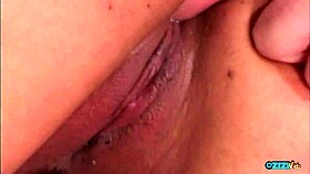 Asian cutie spreads tight pussy wide for big hard cock doggystyle pounding outdoors