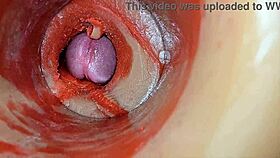 huge cock blasts deep creampie captured by internal pussy cam