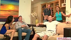 Wife shares husband cock with swinger friends in hardcore orgy