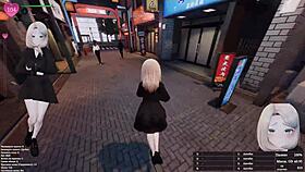 Hentai girl masturbates with dildo in fitting room