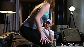 bratty redhead teen's tight pussy gets filled by massive throbbing cock deep