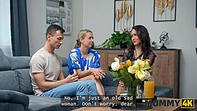 brunette milf gets dripping wet watching neighbor's monster cock action