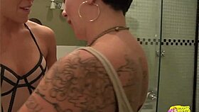 spicy lesbian couple tina horn andre shakti fist passionately with toys