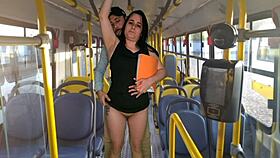 pretty teen student sneaks rough public pounding inside crowded bus
