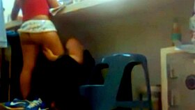 while i'm working, hot latina sneaks in for deepthroat swallow