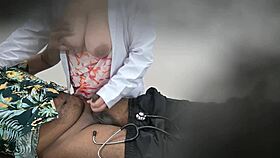 Doctor lady enjoys playful checkup with her patient