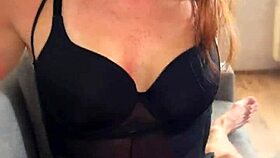 petite redhead in sheer nylons high heels rides moaning with legs spread wide