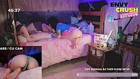 Cam Girls Stud Prematurely Ejaculates on Muscular Babe Live!