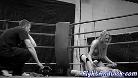 BIG-TITTED EUROBABE WRESTLES AND LICKS SHAVED PUSSY LESBIAN!