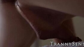 Stunning shemale Crystal Thayer moans as big cock drills her ass pronebone style