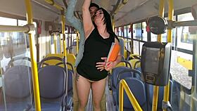 pretty teen student sneaks rough public pounding inside crowded bus