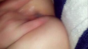 pixie girl's wet shaved pussy throbs as she fingers to intense orgasm