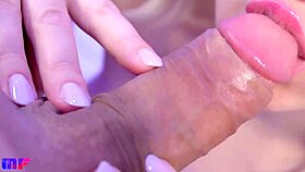 whispering close-up blonde sucks cock intensely ending in massive creamy cumshot