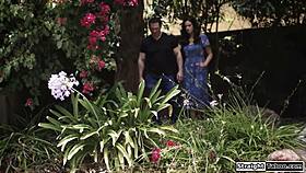 young babe takes anal from thick cock and milf strapon double penetration