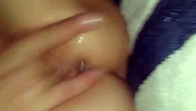 pixie girl's wet shaved pussy throbs as she fingers to intense orgasm