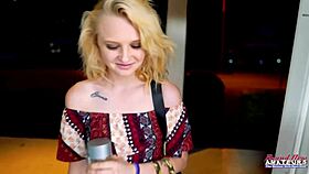 Petite Blonde Cutie Deepthroats Cock While Masturbating!