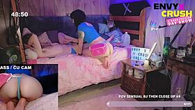 Cam Girls Stud Prematurely Ejaculates on Muscular Babe Live!