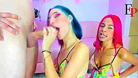 colorful haired latina teen delivers sloppy deepthroat on monster cock
