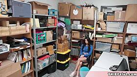 Super Cute Brunette Thief Taylor Gets Punish Fucked in Backroom