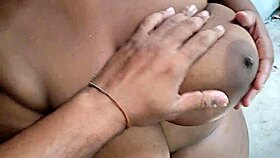 stepmilf takes massive facials from horny guy squirting all over backyard tits