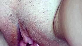 close up view of pussy filled with warm cum