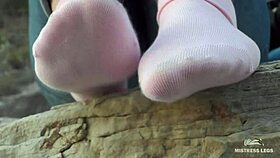 craving goddess's cute socked feet teasing close-up compilation?