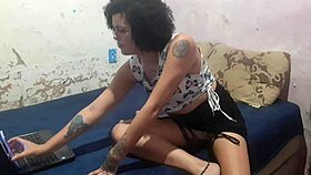 i can't stop watching this tattooed brunette squirt on cam for her lover