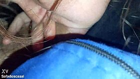 Safadoscasal's hot friend gives sloppy car blowjob, she loves sucking cock deep