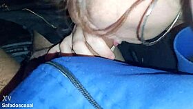 Safadoscasal's hot friend gives sloppy car blowjob, she loves sucking cock deep