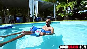 Old cuckold husband watches big black cock stretch his wife's pussy wide open