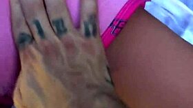 blonde cutie plays with sex toys in parents' bathroom mirror