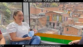 Colombian BBW Removes Sweaty Shoes Socks Cableway Medellin Public Part 1