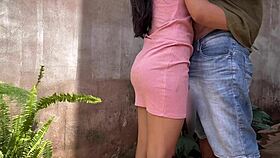 brunette bombshell outdoor sex with neighbor while husband plays soccer thrill