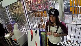 Hey, broker slips cash to cute office girl for handling his massive throbbing dick right there