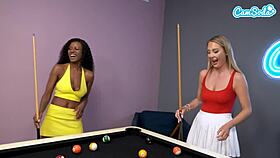hot college lesbians lick asses fuck hard on pool table