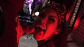 Kinky European milf chained in cage for rough domination orgy sex!