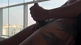 Amateur unloads huge creampie cumshot on roommate to relax