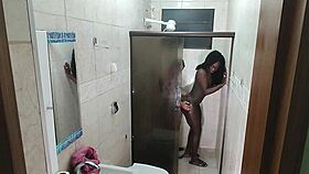 hidden cam catches latina babe creampied on young cock