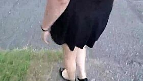 i took wolfdaddy901s thick cock bareback anal creampie bent over in public park crossdressing redhead