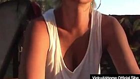 hey vicky vette sucks cock then takes cum on big tits 💦