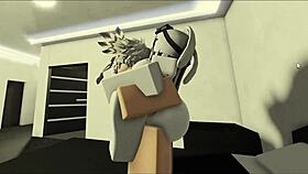 Roblox slut chokes on dick before wild pussy pounding