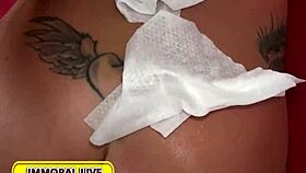 rachele deepthroats two monster cocks hard?