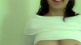 Busty neighbor amateur teases with huge natural tits up close